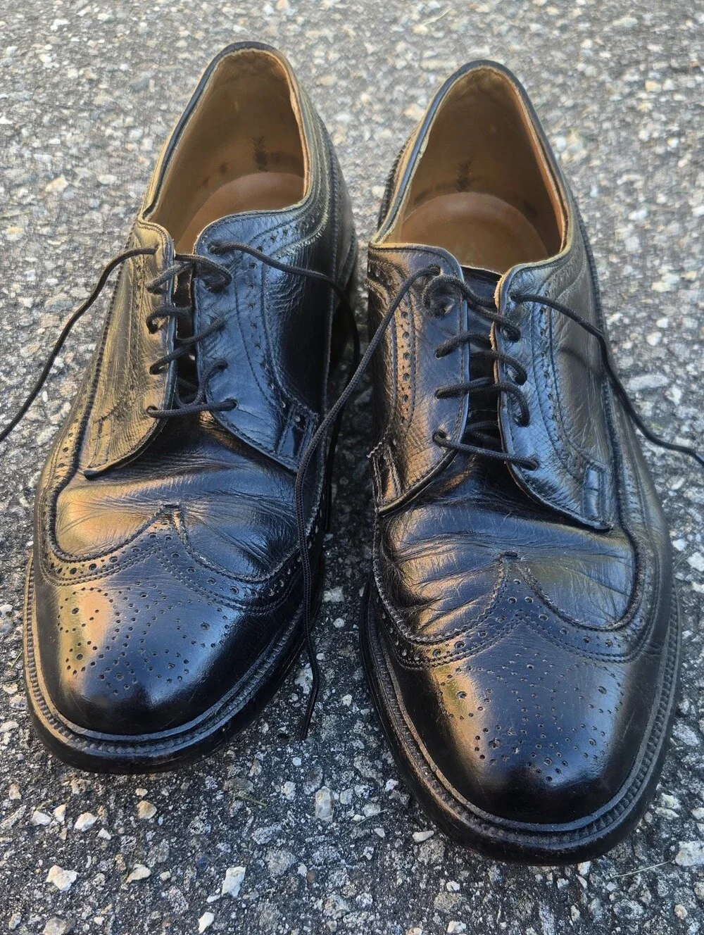 Florsheim Imperial Kenmoor Vintage Black Pebble Grain Longwing Shoes 11.5 D